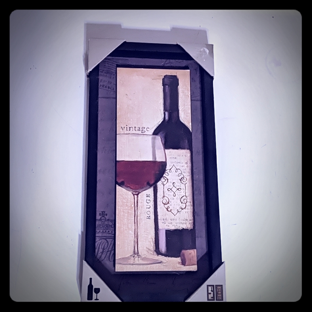 Home Wall Art Decoration Wine Bottle & Glass